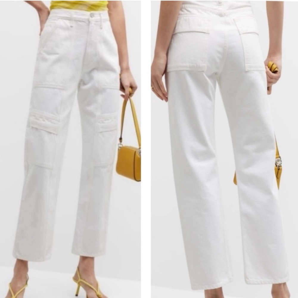NWT ✨ Agolde White Organic Cotton Cooper High Rise Straight Cargo Jeans Size 31